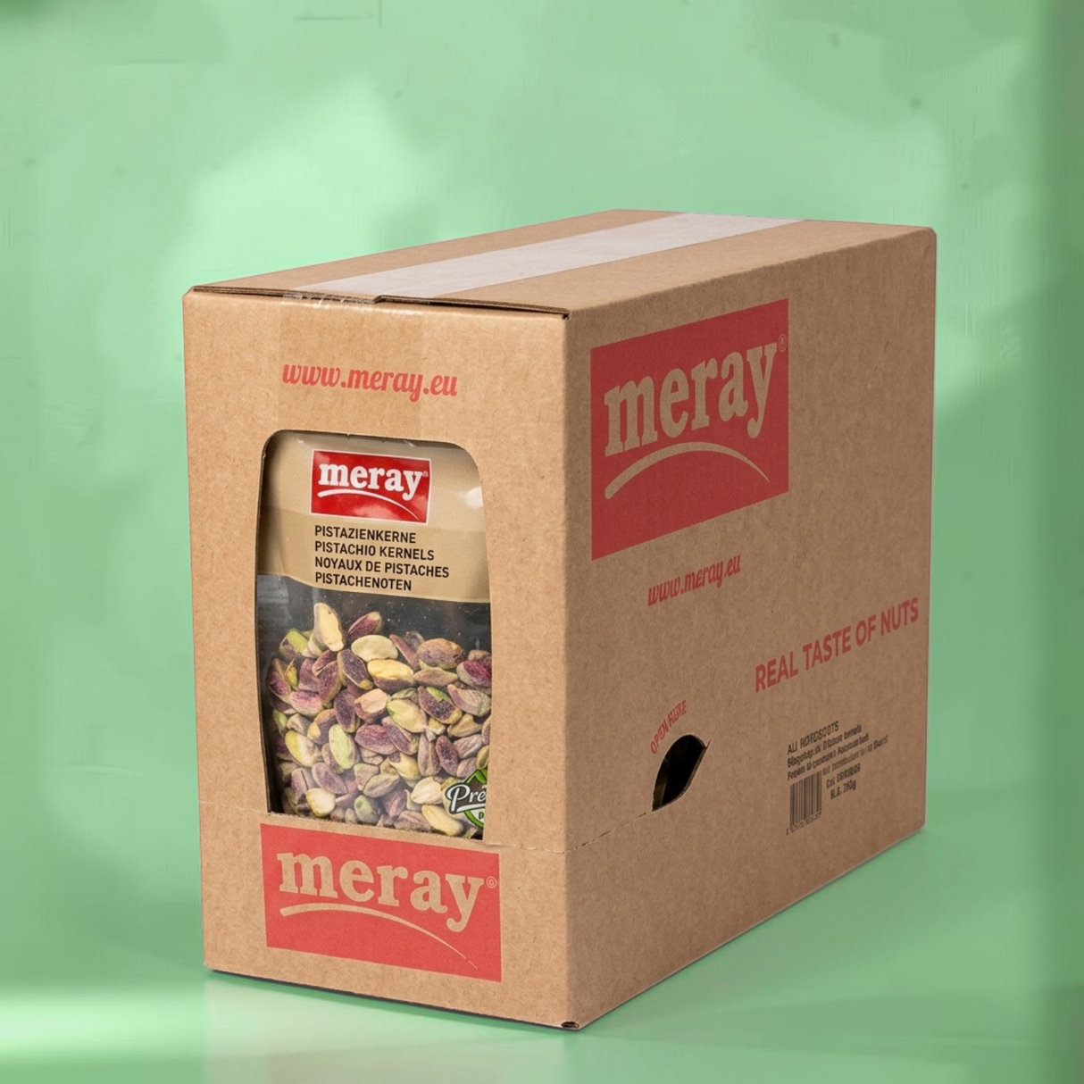 meray® Pistazienkerne naturbelassen, ohne Schale – Karton mit 6 x 100 g Beuteln (600 g)