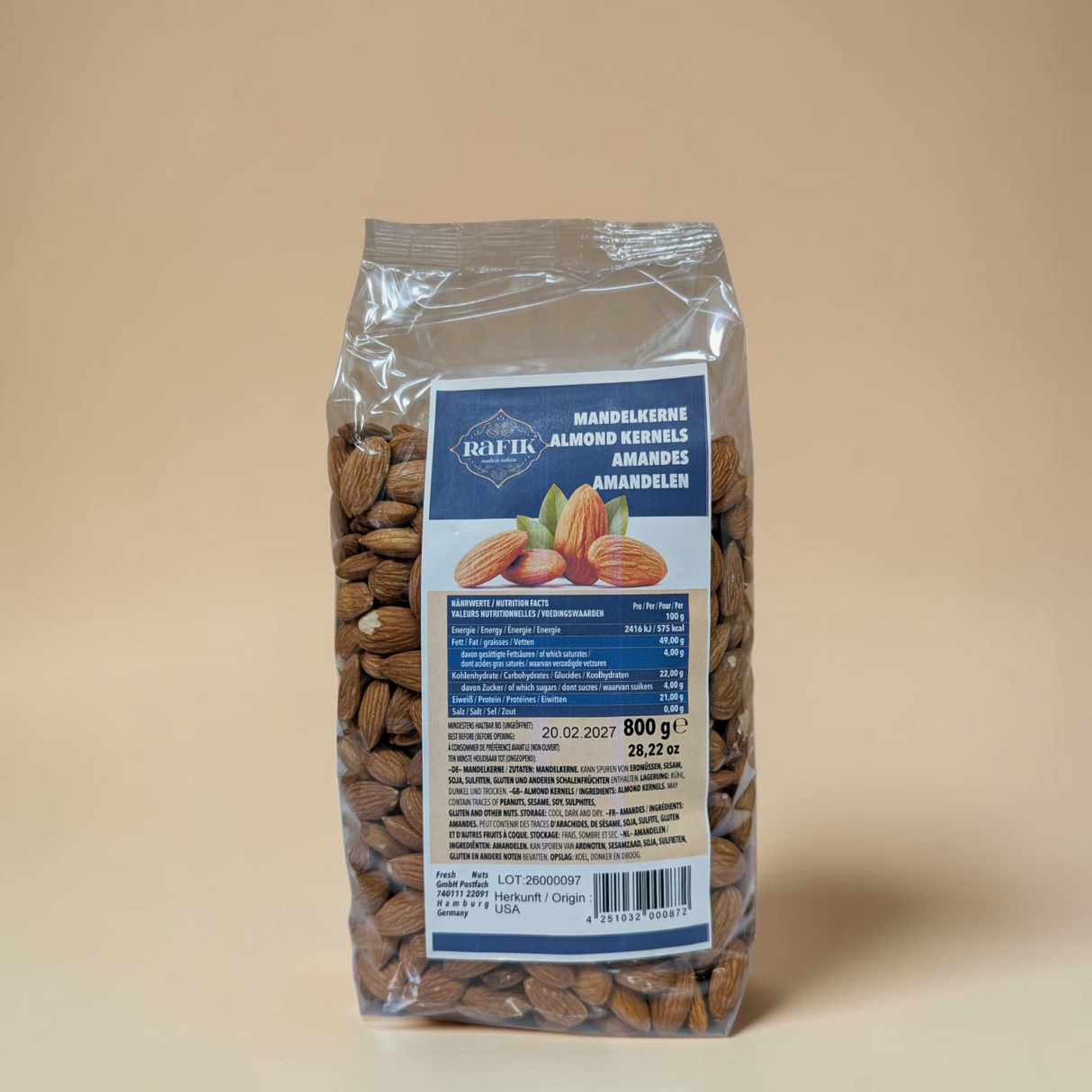 (1 Karton / 8 Beutel) RaFIK® MANDELKERNE naturbelassen