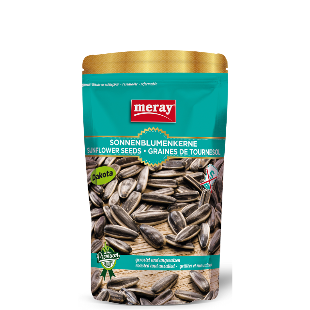 Meray Dakota Sonnenblumenkerne ungesalzen – 125 g gesunder Snack ohne Salz, türkisfarbene Verpackung