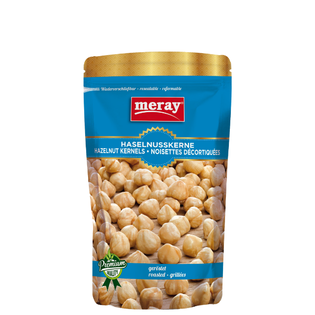 Meray Haselnusskerne geröstet – 150 g knackiger Snack, ohne Salz, in blauer Premium-Verpackung