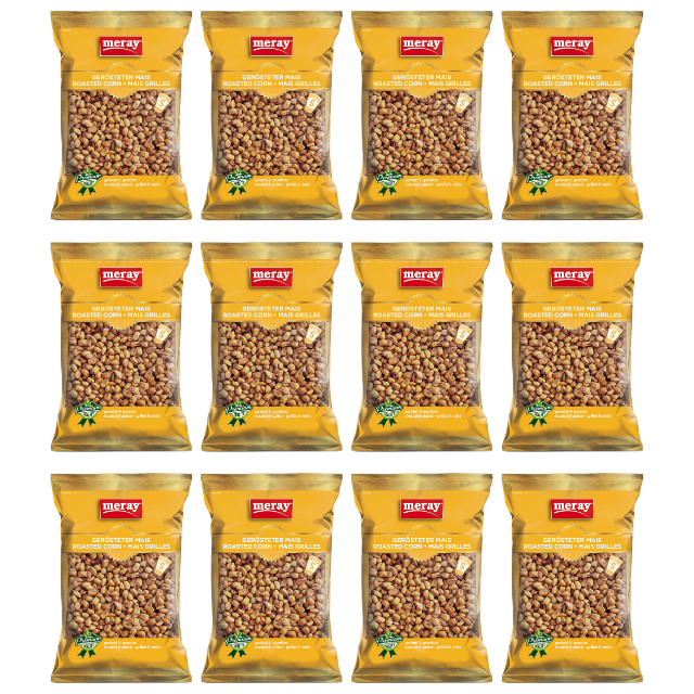 Gelb-Golde Premium Packung mit 150 gramm gesalzene & gerösteten Maiskörnern im 12er Pack