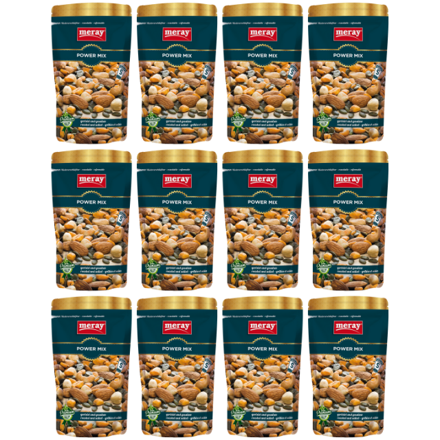Meray Power Mix – 150 g gesalzene Nuss- & Samenmischung mit Kürbiskernen, Mandeln und Cashews im 12er Pack