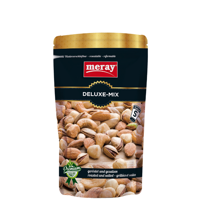 Meray Deluxe Nussmischung – 150 g geröstete & gesalzene Mandeln, Pistazien und Cashews