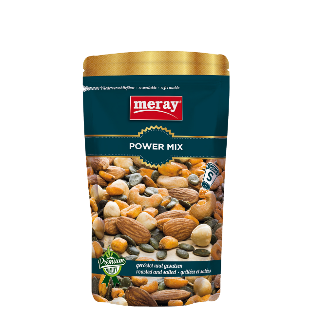 Meray Power Mix – 150 g gesalzene Nuss- & Samenmischung mit Kürbiskernen, Mandeln und Cashews