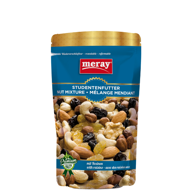 Meray Studentenfutter mit Rosinen – 150 g klassische Nuss-Frucht-Mischung mit Cashews und Mandeln