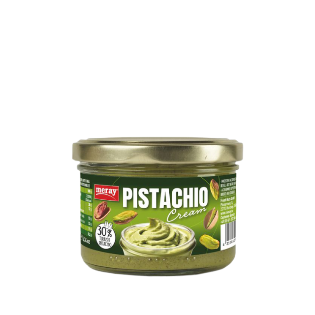 Ein wiederverschliesbares Glas mit 180 Gramm 30%iger Pistaziencreme. Perfekt zum kochen, als Aufstrich oder zum Backen.