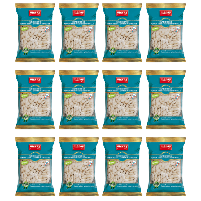 200g Packung mit Schaufenster Meray geröstete & ungesalzene Kürbiskerne aus Nevsehir im 12er Pack