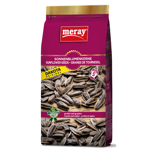 Meray Dakota Sonnenblumenkerne geröstet & gesalzen – 250 g Premium Snack in violetter Verpackung