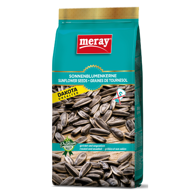 Meray Dakota Sonnenblumenkerne ungesalzen – 250 g naturbelassener Snack in türkisfarbener Verpackung