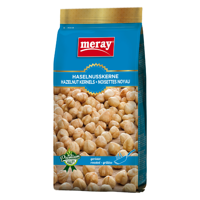 Meray Haselnusskerne geröstet – 300 g knackiger Snack in blauer Verpackung
