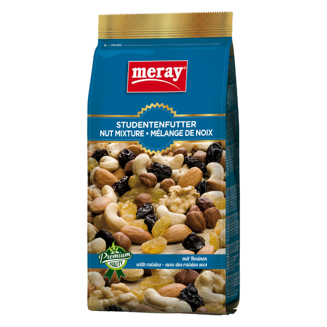 300g Meray Studentenfutter mit Rosinen – Mischung aus Nüssen und Trockenfrüchten, ideal als Snack für unterwegs