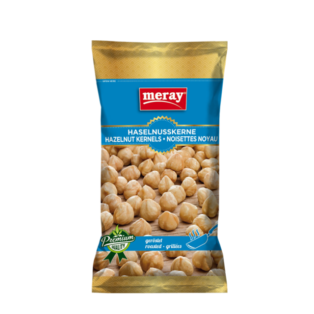 Meray Haselnusskerne geröstet – 85 g knackiger Snack, ohne Salz, in blauer Premium-Verpackung