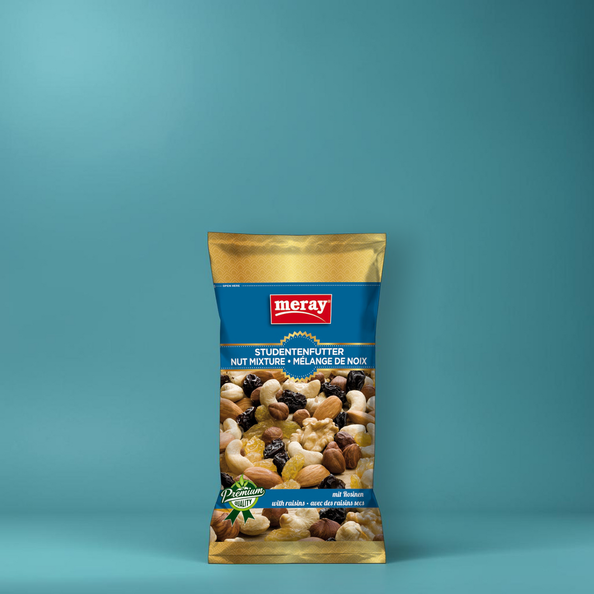(1 Karton / 12 Stück) meray® STUDENTENFUTTER mit Rosinen