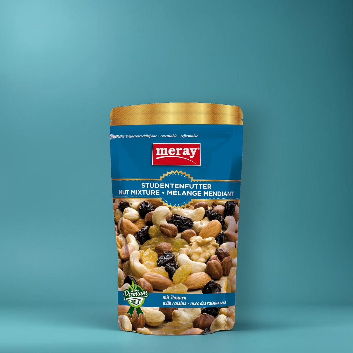 (1 Karton / 12 Stück) meray® STUDENTENFUTTER mit Rosinen