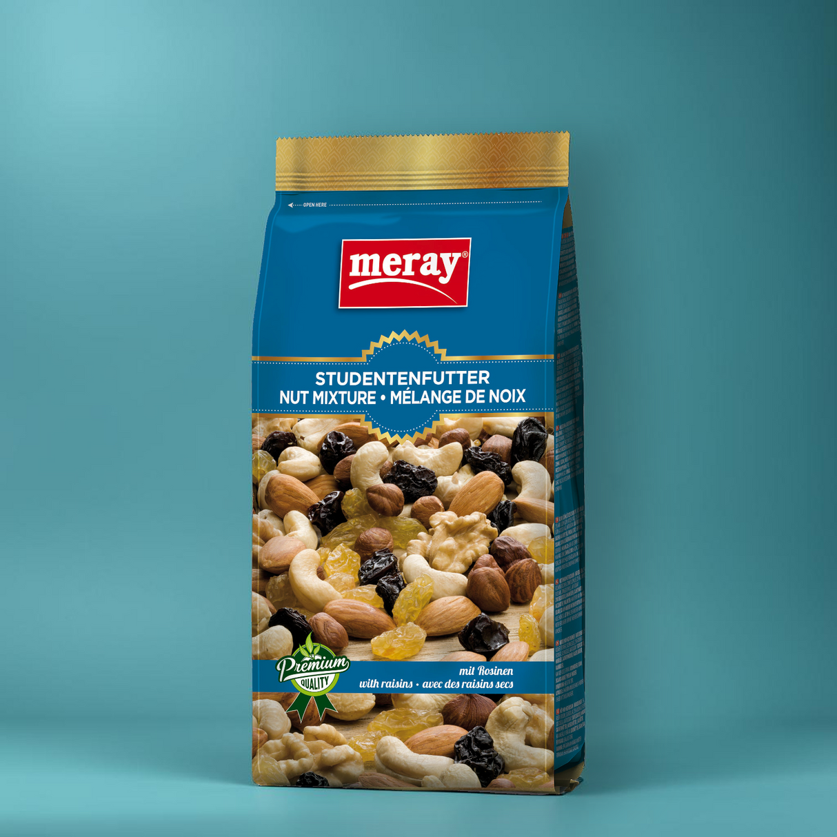 (1 Karton / 12 Stück) meray® STUDENTENFUTTER mit Rosinen